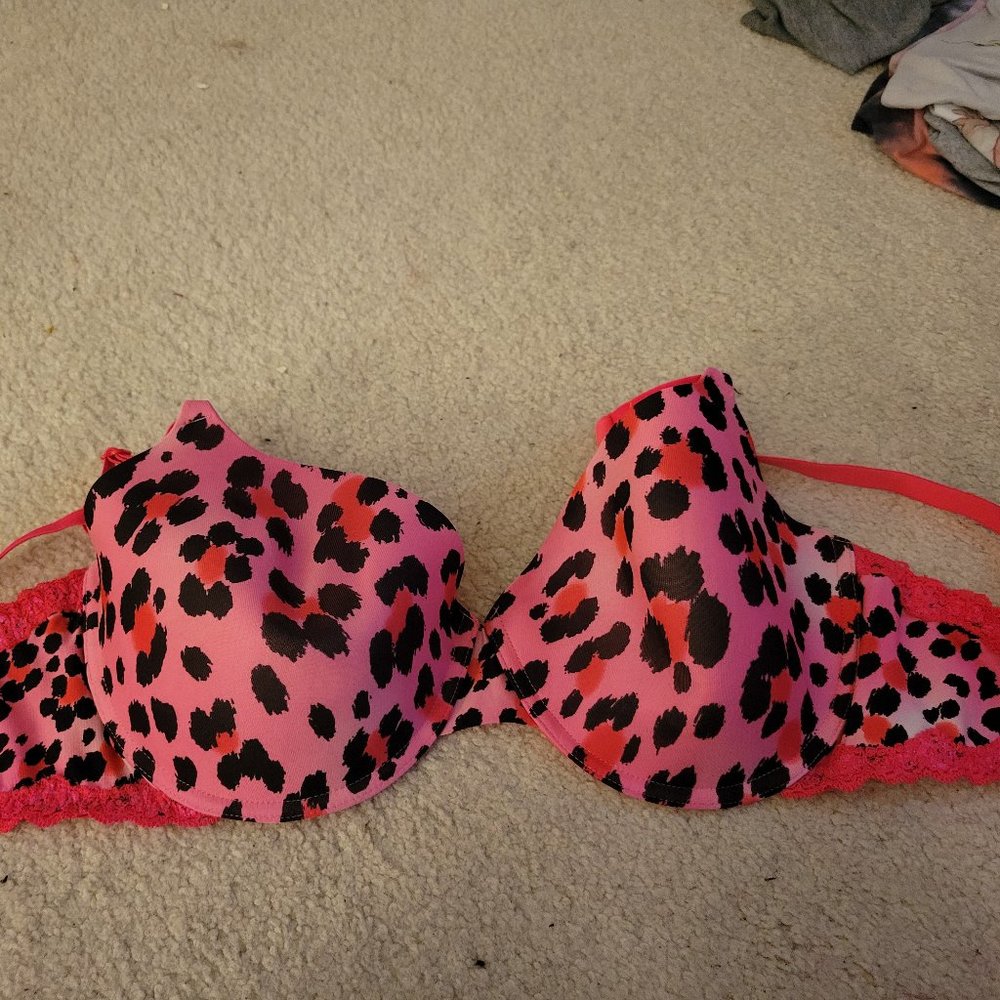 Pink cheetah print bra